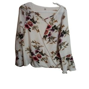Women's‎ Fashion Open Front Design Beautiful Blouse Size Large Floral Print